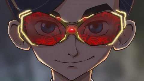آرتمیس فاول (Artemis Fowl) با عینک‌های تکنولوژیک قرمز رنگ